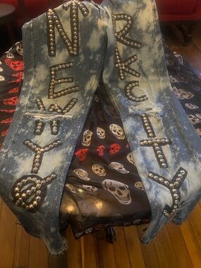 Custom Stud Mudffin Acid-Wash Men's Jeans - Blue